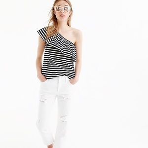J. Crew One Shoulder Striped Top